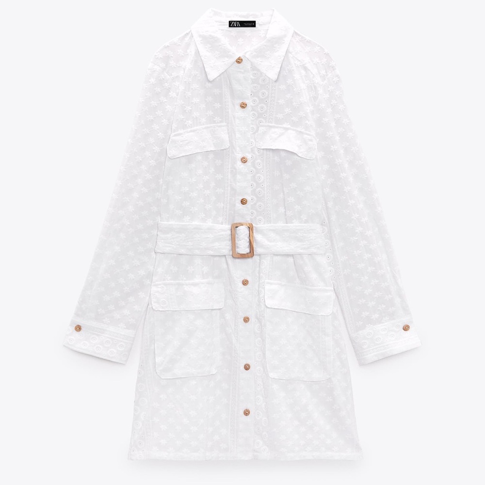 Zara women’s white button up dress